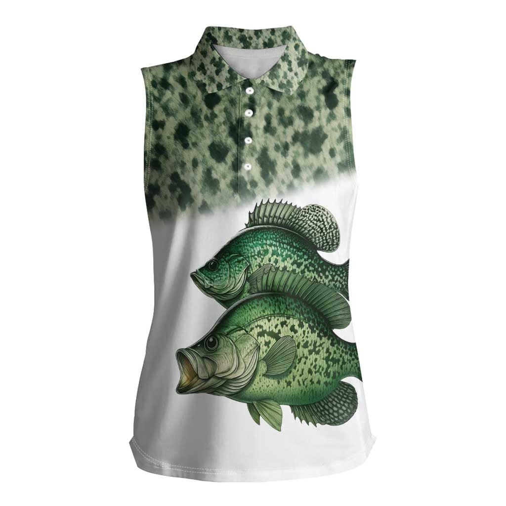 Crappie Tournament Fishing Customize Name Women Sleeveless Polo Shirt Camo Fade and Custom Name Design - Wonder Print Shop
