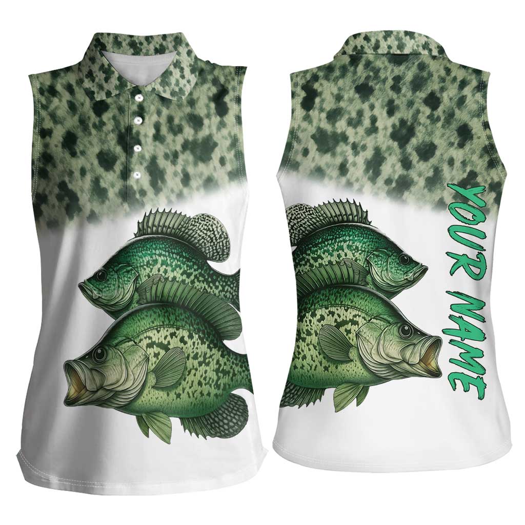 Crappie Tournament Fishing Customize Name Women Sleeveless Polo Shirt Camo Fade and Custom Name Design - Wonder Print Shop