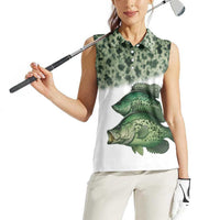 Crappie Tournament Fishing Customize Name Women Sleeveless Polo Shirt Camo Fade and Custom Name Design - Wonder Print Shop