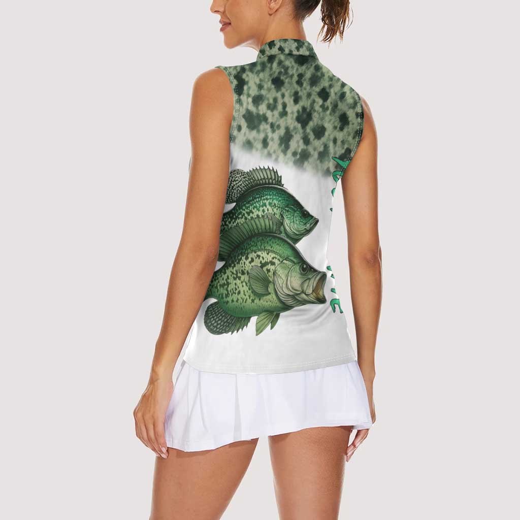 Crappie Tournament Fishing Customize Name Women Sleeveless Polo Shirt Camo Fade and Custom Name Design - Wonder Print Shop