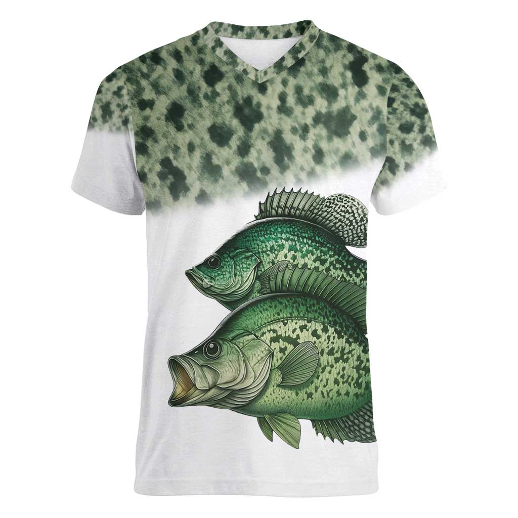 Crappie Tournament Fishing Customize Name Women V-Neck T-Shirt Camo Fade and Custom Name Design - Wonder Print Shop