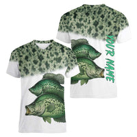 Crappie Tournament Fishing Customize Name Women V-Neck T-Shirt Camo Fade and Custom Name Design - Wonder Print Shop