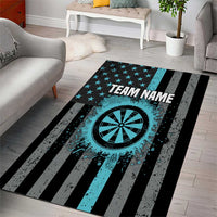 Custom Turquoise US Patriotic Darts Area Rug Blue American Flag Pattern - Grunge Paint Splatter - Wonder Print Shop