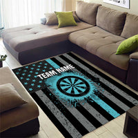 Custom Turquoise US Patriotic Darts Area Rug Blue American Flag Pattern - Grunge Paint Splatter - Wonder Print Shop