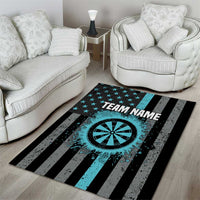 Custom Turquoise US Patriotic Darts Area Rug Blue American Flag Pattern - Grunge Paint Splatter - Wonder Print Shop