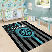 Custom Turquoise US Patriotic Darts Area Rug Blue American Flag Pattern - Grunge Paint Splatter - Wonder Print Shop