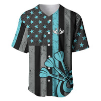Custom Turquoise US Patriotic Darts Baseball Jersey Blue American Flag Pattern - Grunge Paint Splatter - Wonder Print Shop
