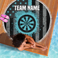 Custom Turquoise US Patriotic Darts Beach Blanket Blue American Flag Pattern - Grunge Paint Splatter - Wonder Print Shop