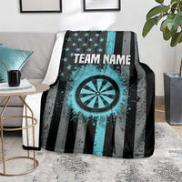 Custom Turquoise US Patriotic Darts Blanket Blue American Flag Pattern - Grunge Paint Splatter - Wonder Print Shop