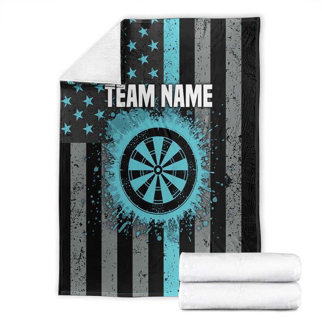 Custom Turquoise US Patriotic Darts Blanket Blue American Flag Pattern - Grunge Paint Splatter - Wonder Print Shop
