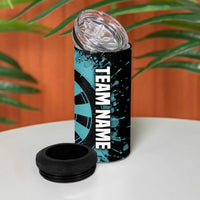 Custom Turquoise US Patriotic Darts 4 in 1 Can Cooler Tumbler Blue American Flag Pattern - Grunge Paint Splatter - Wonder Print Shop