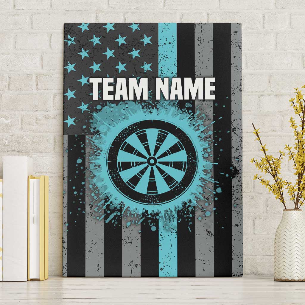 Custom Turquoise US Patriotic Darts Canvas Wall Art Blue American Flag Pattern - Grunge Paint Splatter - Wonder Print Shop
