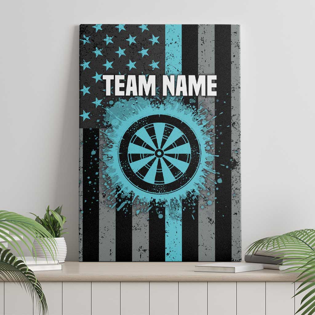 Custom Turquoise US Patriotic Darts Canvas Wall Art Blue American Flag Pattern - Grunge Paint Splatter - Wonder Print Shop
