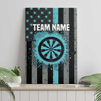 Custom Turquoise US Patriotic Darts Canvas Wall Art Blue American Flag Pattern - Grunge Paint Splatter - Wonder Print Shop