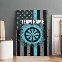 Custom Turquoise US Patriotic Darts Canvas Wall Art Blue American Flag Pattern - Grunge Paint Splatter - Wonder Print Shop