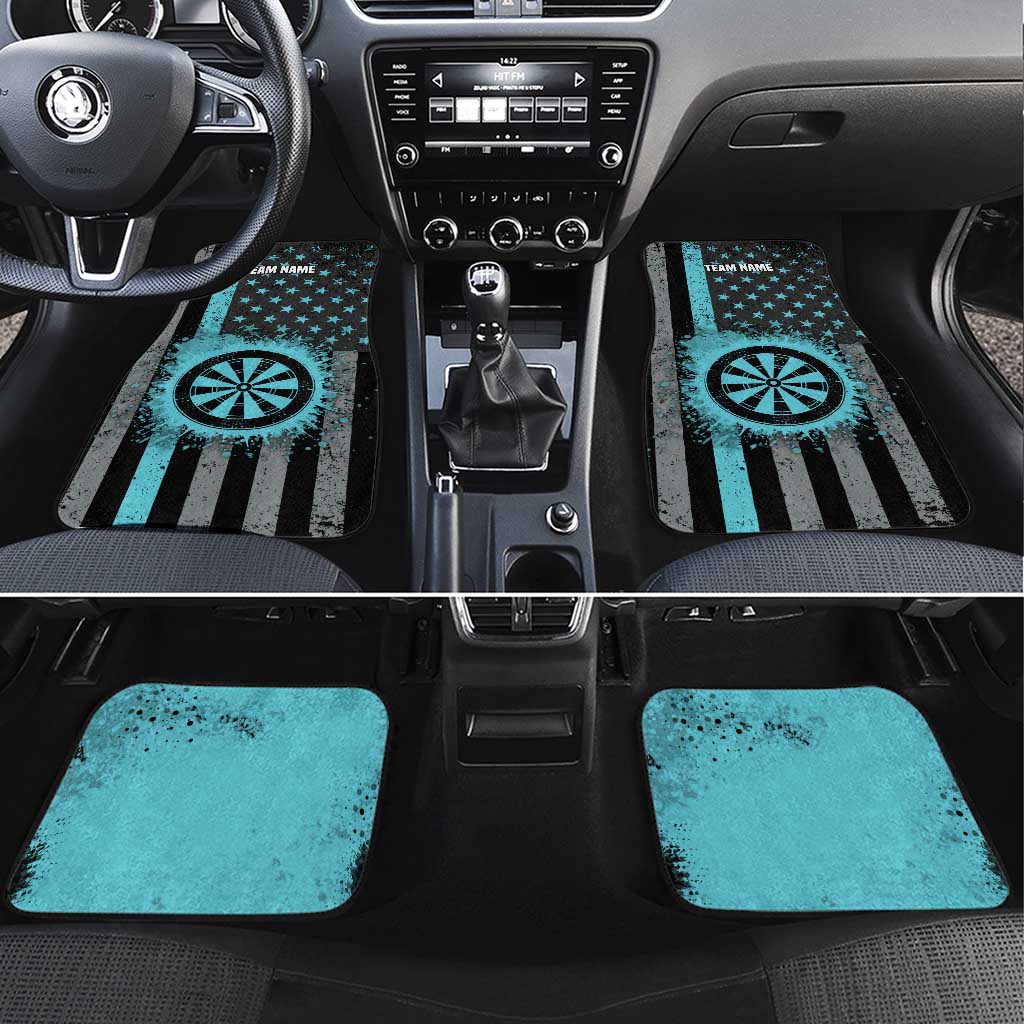 Custom Turquoise US Patriotic Darts Car Mats Blue American Flag Pattern - Grunge Paint Splatter - Wonder Print Shop