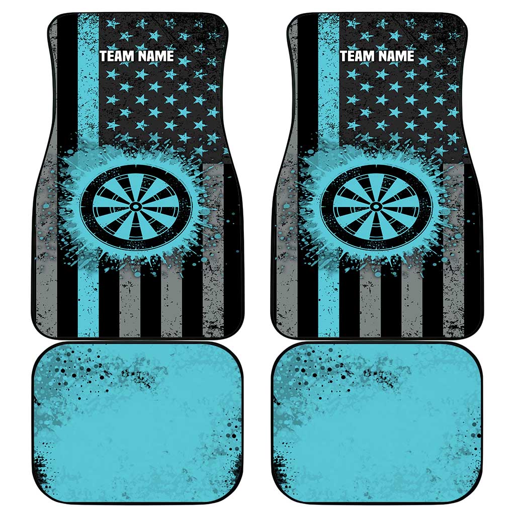 Custom Turquoise US Patriotic Darts Car Mats Blue American Flag Pattern - Grunge Paint Splatter - Wonder Print Shop
