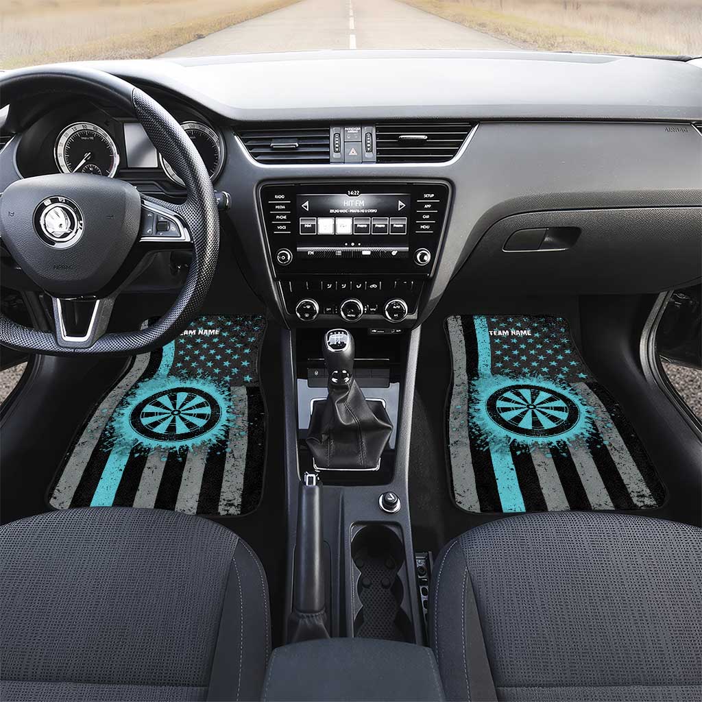 Custom Turquoise US Patriotic Darts Car Mats Blue American Flag Pattern - Grunge Paint Splatter - Wonder Print Shop