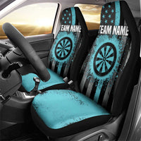 Custom Turquoise US Patriotic Darts Car Seat Cover Blue American Flag Pattern - Grunge Paint Splatter - Wonder Print Shop