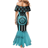 Custom Turquoise US Patriotic Darts Family Matching Mermaid Dress and Hawaiian Shirt Blue American Flag Pattern - Grunge Paint Splatter - Wonder Print Shop