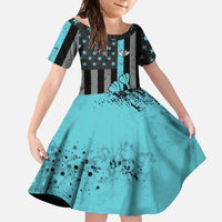 Custom Turquoise US Patriotic Darts Family Matching Tank Maxi Dress and Hawaiian Shirt Blue American Flag Pattern - Grunge Paint Splatter - Wonder Print Shop