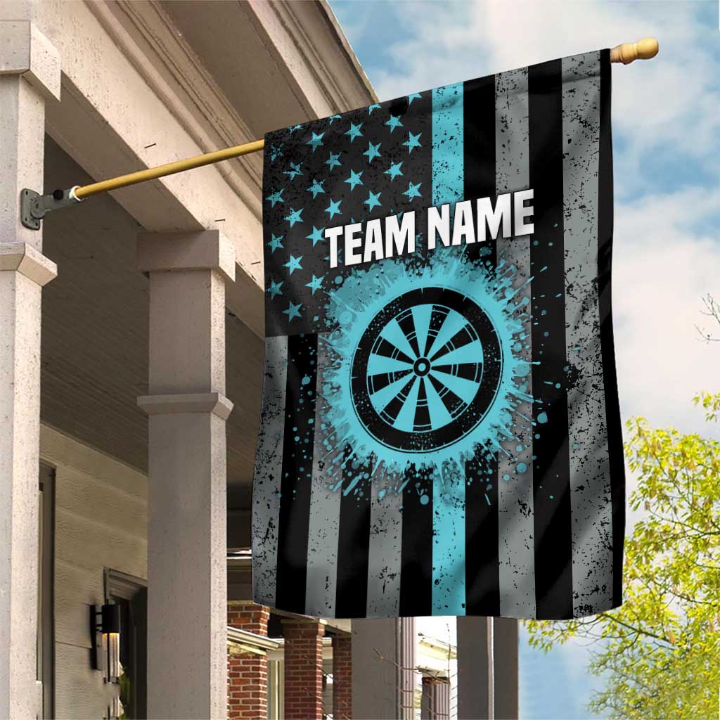 Custom Turquoise US Patriotic Darts Garden Flag Blue American Flag Pattern - Grunge Paint Splatter - Wonder Print Shop