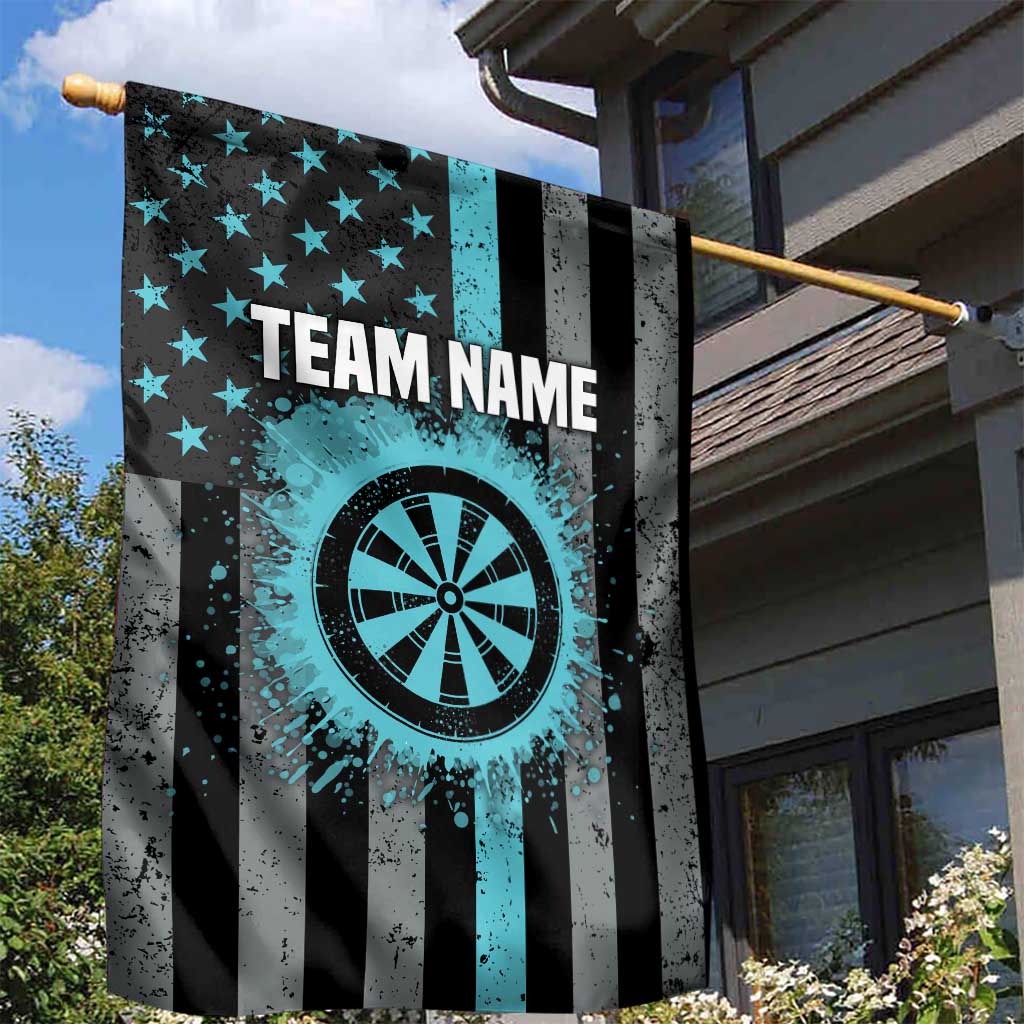 Custom Turquoise US Patriotic Darts Garden Flag Blue American Flag Pattern - Grunge Paint Splatter - Wonder Print Shop