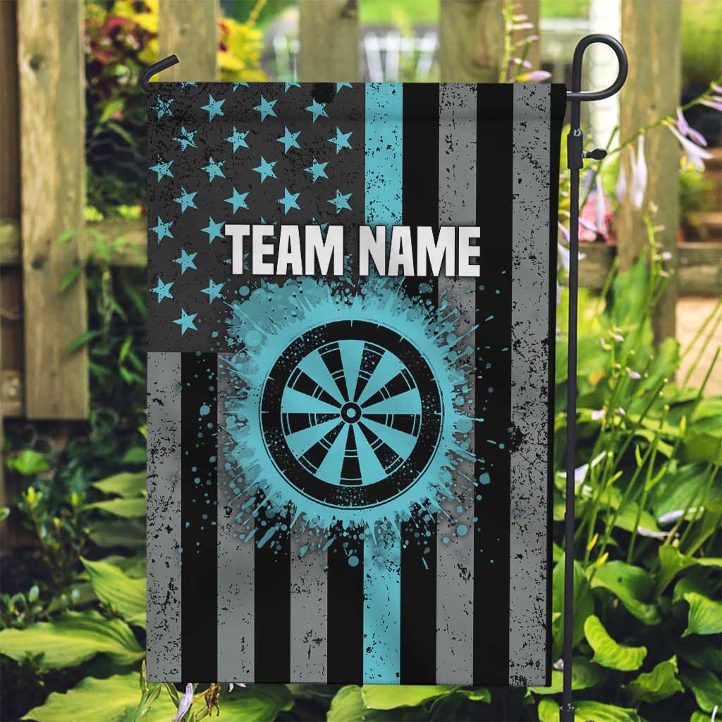 Custom Turquoise US Patriotic Darts Garden Flag Blue American Flag Pattern - Grunge Paint Splatter - Wonder Print Shop