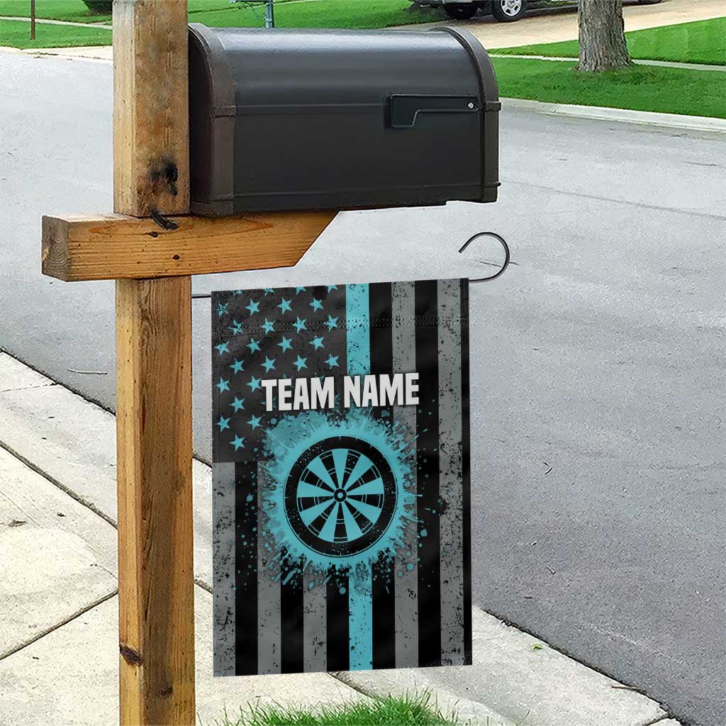Custom Turquoise US Patriotic Darts Garden Flag Blue American Flag Pattern - Grunge Paint Splatter - Wonder Print Shop