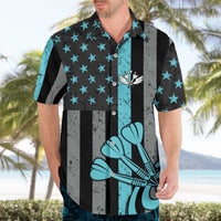 Custom Turquoise US Patriotic Darts Hawaiian Shirt Blue American Flag Pattern - Grunge Paint Splatter - Wonder Print Shop