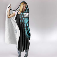 Custom Turquoise US Patriotic Darts Hooded Blanket Blue American Flag Pattern - Grunge Paint Splatter - Wonder Print Shop