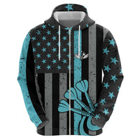 Custom Turquoise US Patriotic Darts Hoodie Blue American Flag Pattern - Grunge Paint Splatter - Wonder Print Shop