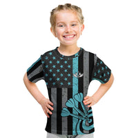 Custom Turquoise US Patriotic Darts Kid T Shirt Blue American Flag Pattern - Grunge Paint Splatter - Wonder Print Shop