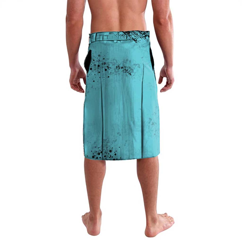 Custom Turquoise US Patriotic Darts Lavalava Blue American Flag Pattern - Grunge Paint Splatter - Wonder Print Shop