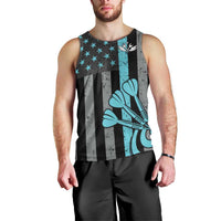Custom Turquoise US Patriotic Darts Men Tank Top Blue American Flag Pattern - Grunge Paint Splatter - Wonder Print Shop