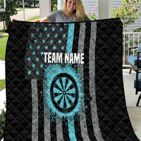 Custom Turquoise US Patriotic Darts Quilt Blue American Flag Pattern - Grunge Paint Splatter - Wonder Print Shop