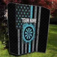 Custom Turquoise US Patriotic Darts Quilt Blue American Flag Pattern - Grunge Paint Splatter - Wonder Print Shop