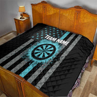 Custom Turquoise US Patriotic Darts Quilt Blue American Flag Pattern - Grunge Paint Splatter - Wonder Print Shop