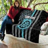 Custom Turquoise US Patriotic Darts Quilt Blue American Flag Pattern - Grunge Paint Splatter - Wonder Print Shop