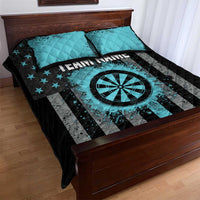 Custom Turquoise US Patriotic Darts Quilt Bed Set Blue American Flag Pattern - Grunge Paint Splatter - Wonder Print Shop