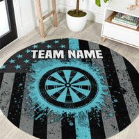 Custom Turquoise US Patriotic Darts Round Carpet Blue American Flag Pattern - Grunge Paint Splatter - Wonder Print Shop