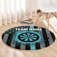 Custom Turquoise US Patriotic Darts Round Carpet Blue American Flag Pattern - Grunge Paint Splatter - Wonder Print Shop