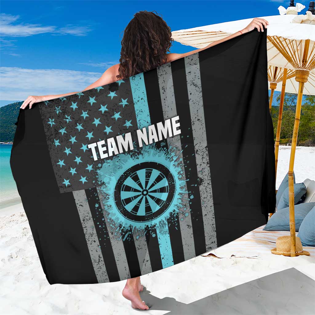 Custom Turquoise US Patriotic Darts Sarong Blue American Flag Pattern - Grunge Paint Splatter - Wonder Print Shop