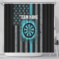 Custom Turquoise US Patriotic Darts Shower Curtain Blue American Flag Pattern - Grunge Paint Splatter - Wonder Print Shop
