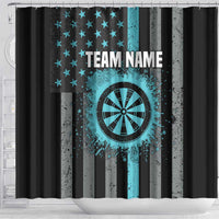 Custom Turquoise US Patriotic Darts Shower Curtain Blue American Flag Pattern - Grunge Paint Splatter - Wonder Print Shop