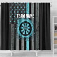 Custom Turquoise US Patriotic Darts Shower Curtain Blue American Flag Pattern - Grunge Paint Splatter - Wonder Print Shop