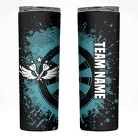 Custom Turquoise US Patriotic Darts Skinny Tumbler Blue American Flag Pattern - Grunge Paint Splatter - Wonder Print Shop