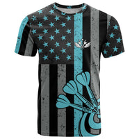 Custom Turquoise US Patriotic Darts T Shirt Blue American Flag Pattern - Grunge Paint Splatter - Wonder Print Shop