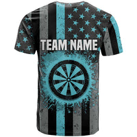 Custom Turquoise US Patriotic Darts T Shirt Blue American Flag Pattern - Grunge Paint Splatter - Wonder Print Shop