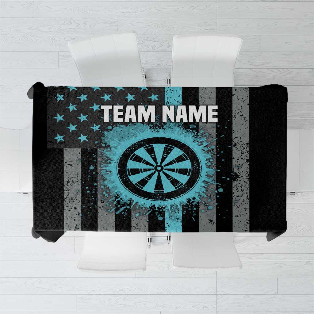 Custom Turquoise US Patriotic Darts Tablecloth Blue American Flag Pattern - Grunge Paint Splatter - Wonder Print Shop
